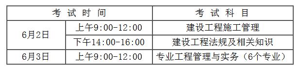 2018年二级建造师考试科目及时间